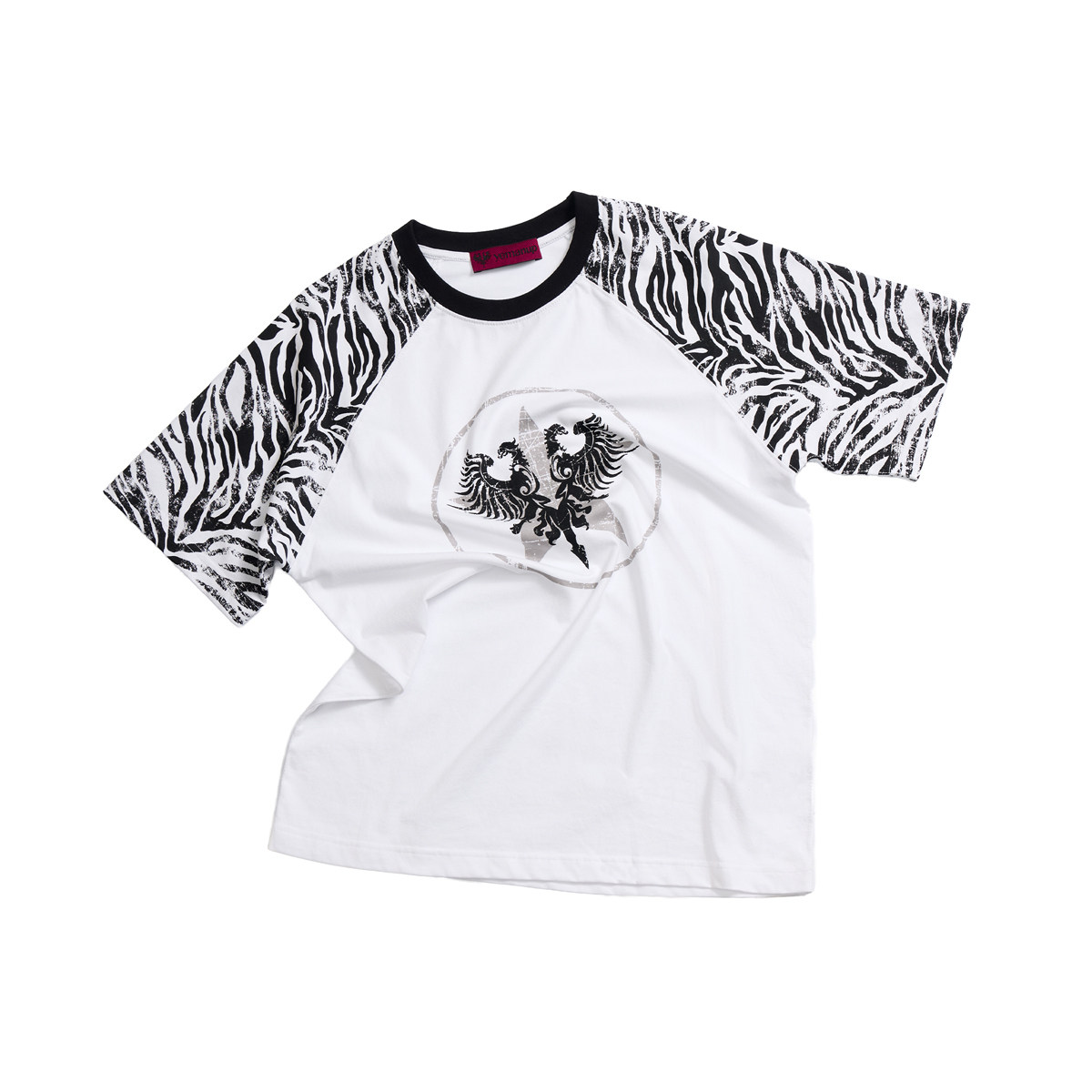 Ace Jolun Dual-Eagle Zebra Raglan Tee - White